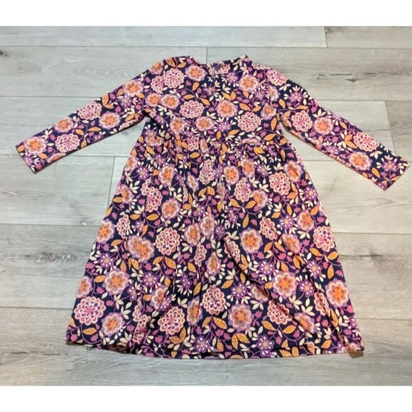 Hanna Andersson Navy Blue Pink Floral Long Sleeve Dress Girls 120 US 6-7 - Picture 8 of 8